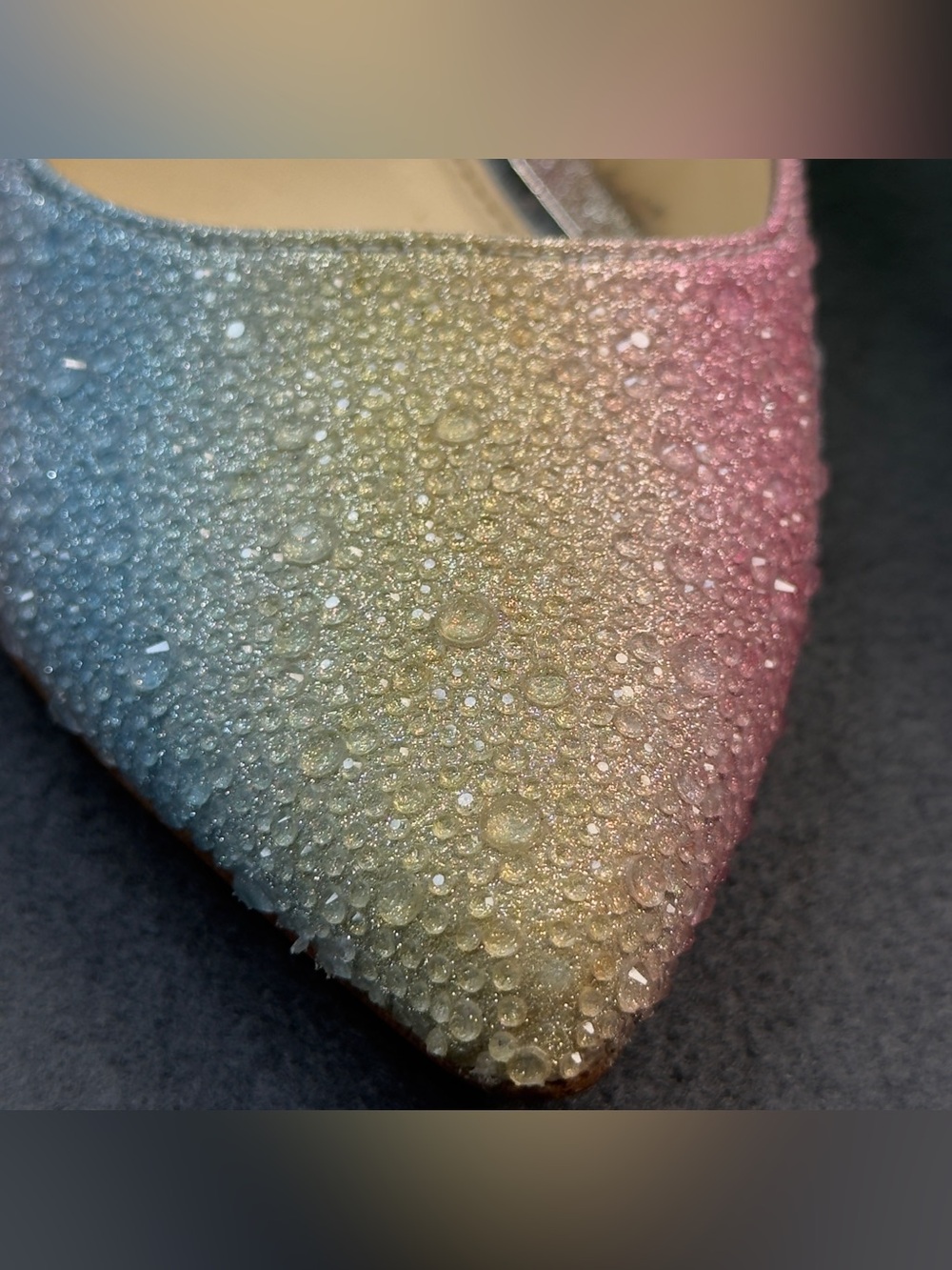 Jessica Simpson Pastel Rainbow Crystal Pointed Toe Pumps - Pink Blue Yellow - Picture 8 of 12